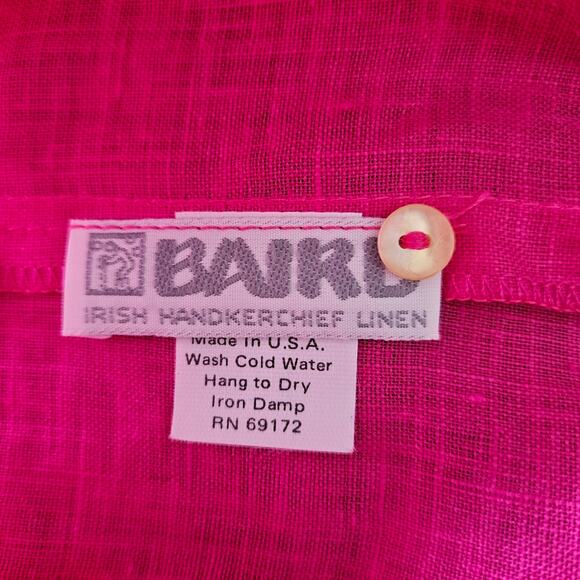 Baird Irish Handkerchief Linen Vibrant Fuchsia Barbie Pink Long Sleeve Top M - Picture 11 of 11